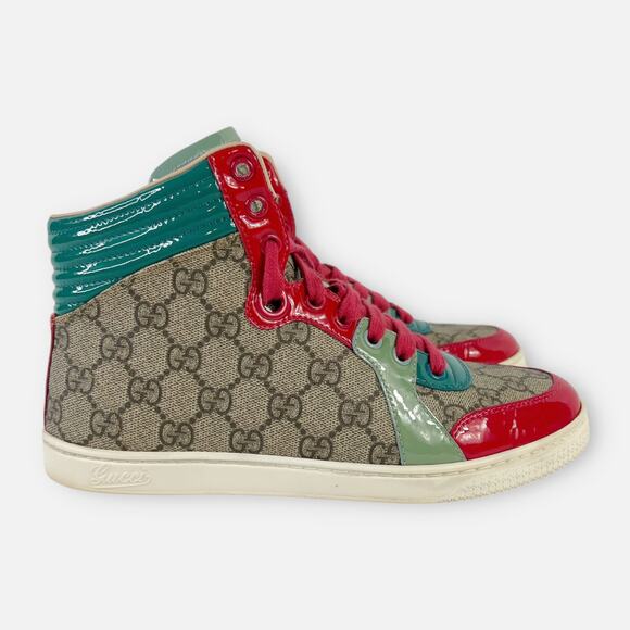 Gucci GG Supreme Monogram Patent Womens High Top Sneakers Size 36 - Picture 2 of 16